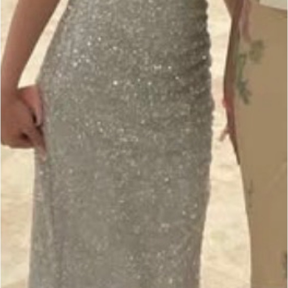 Elegant Silver Evening Dress - Picture 3 of 10